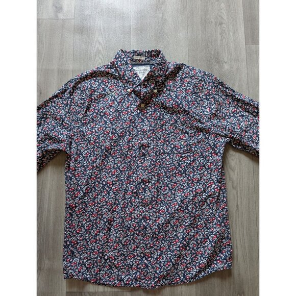 Abercrombie & Fitch Womens Floral Long Sleeve Button-Up Shirt Navy/Red Size L - Picture 2 of 6